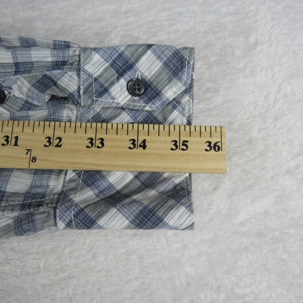 Blue Pronto Uomo Mens XXL Blue Plaid Modern Fit Cotton Button Down Shirt - Picture 5 of 14